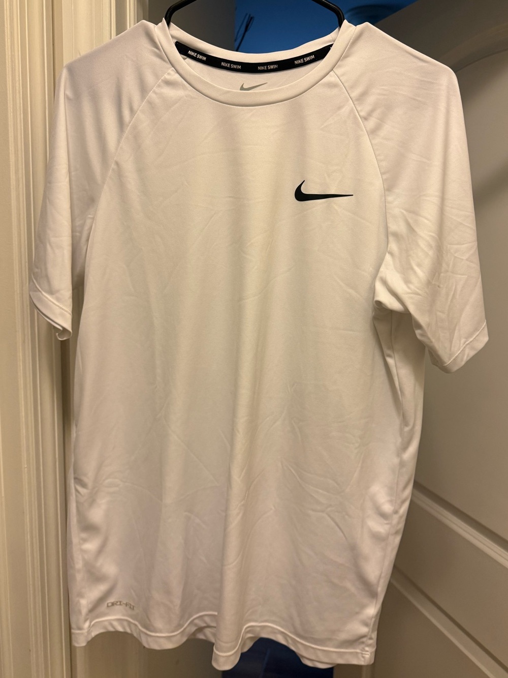 Nike White Short Sleeve Performance Tee with Black Swoosh
